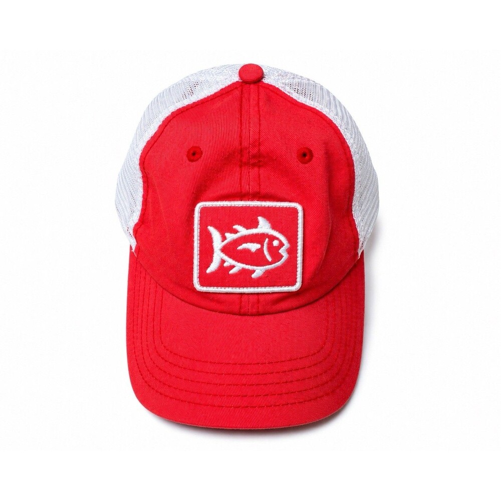 Southern Tide Big Tuna Trucker Hat Cap Red White Mesh Snapback Fishing Logo EUC